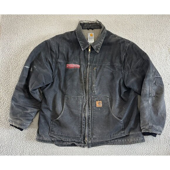 Carhartt Jacket Duck Canvas Fade C61 Sandstone Fleece Lined Chore Heavy Duty - Picture 1 of 16